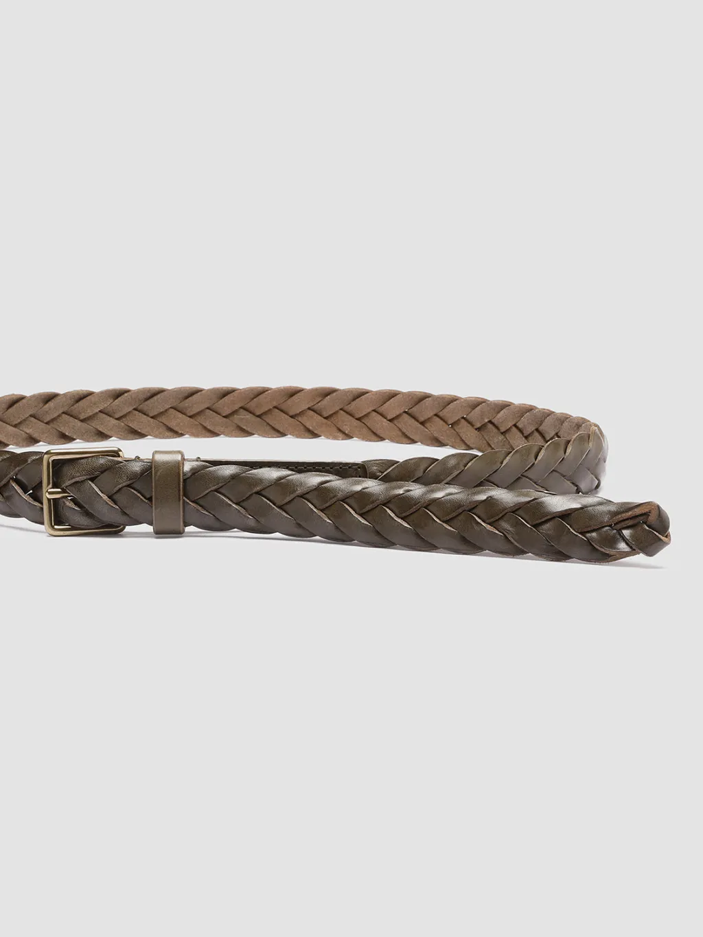 Women Officine Creative OC STRIP 20 - Green Woven Leather Belt