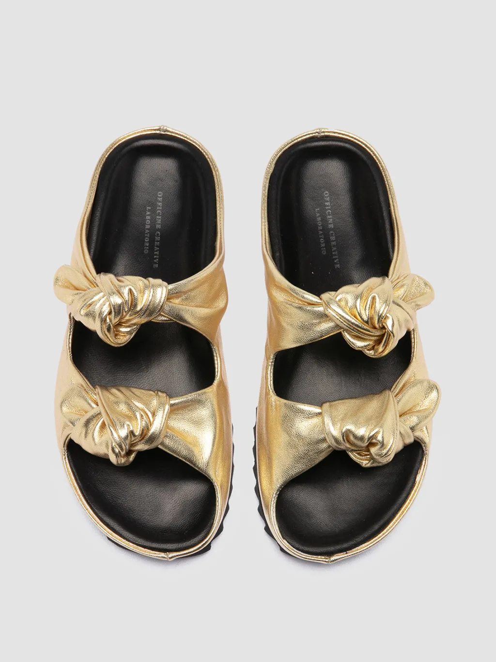 Women Officine Creative PELAGIE 010 - Gold Leather Slide Sandals