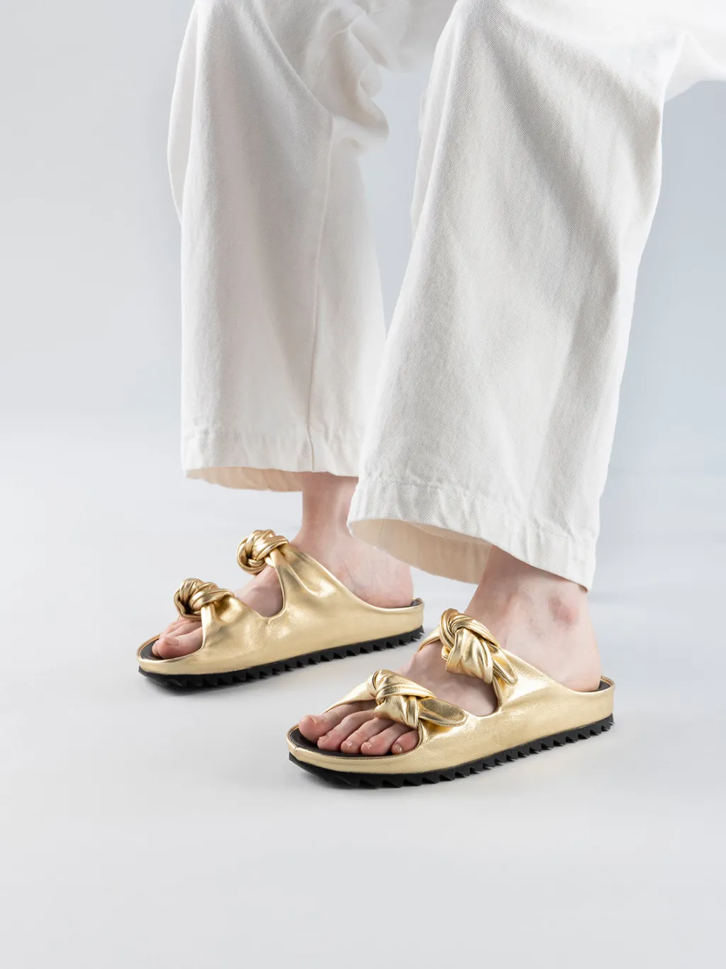 Women Officine Creative PELAGIE 010 - Gold Leather Slide Sandals