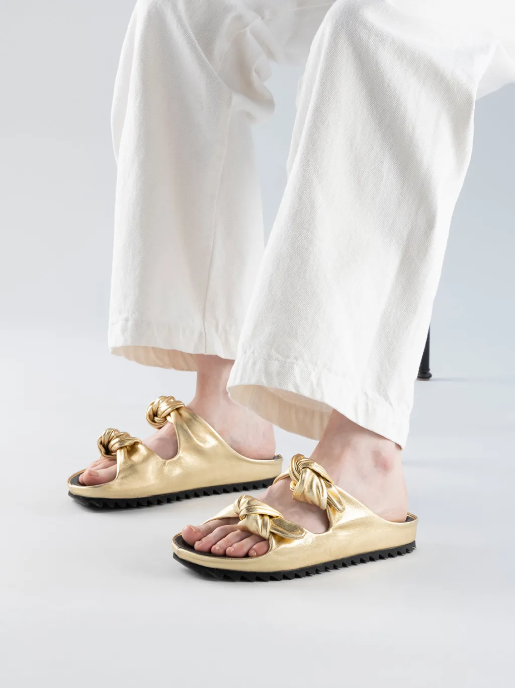 Women Officine Creative PELAGIE 010 - Gold Leather Slide Sandals