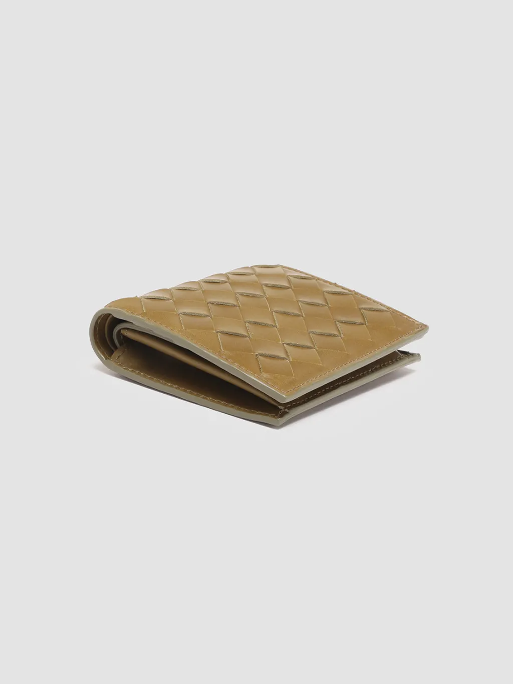 Women Officine Creative POCHE 111 - Green Woven Leather Bifold Wallet
