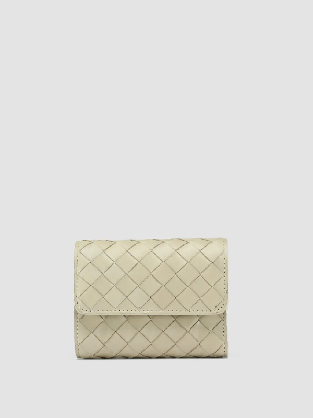 Women Officine Creative POCHE 110 - Ivory Woven Leather Trifold Wallet
