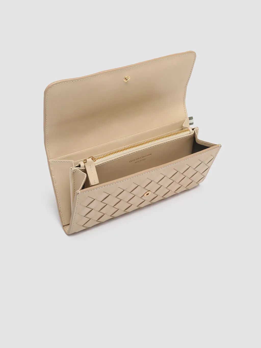Women Officine Creative POCHE 109 - Ivory Woven Woven Leather Wallet