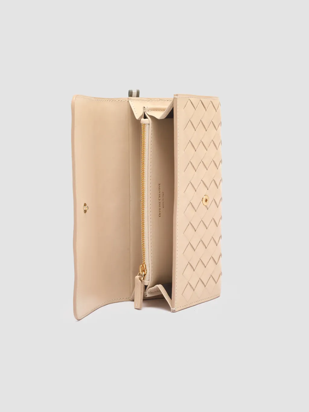 Women Officine Creative POCHE 109 - Ivory Woven Woven Leather Wallet