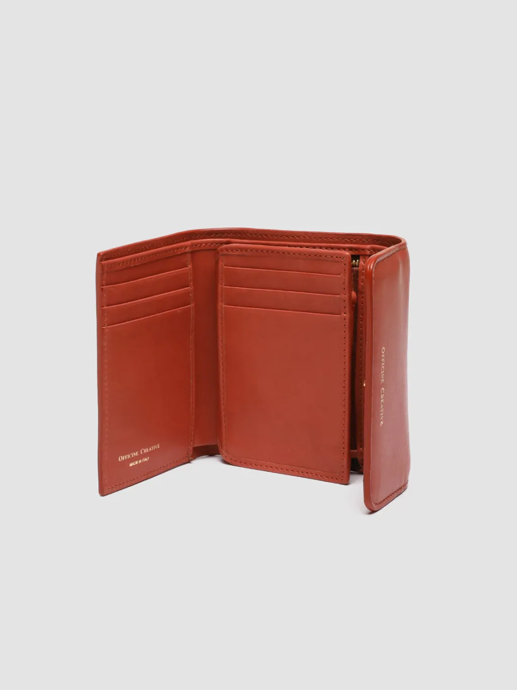 Women Officine Creative POCHE 10 - Red Nappa Leather Trifold Wallet