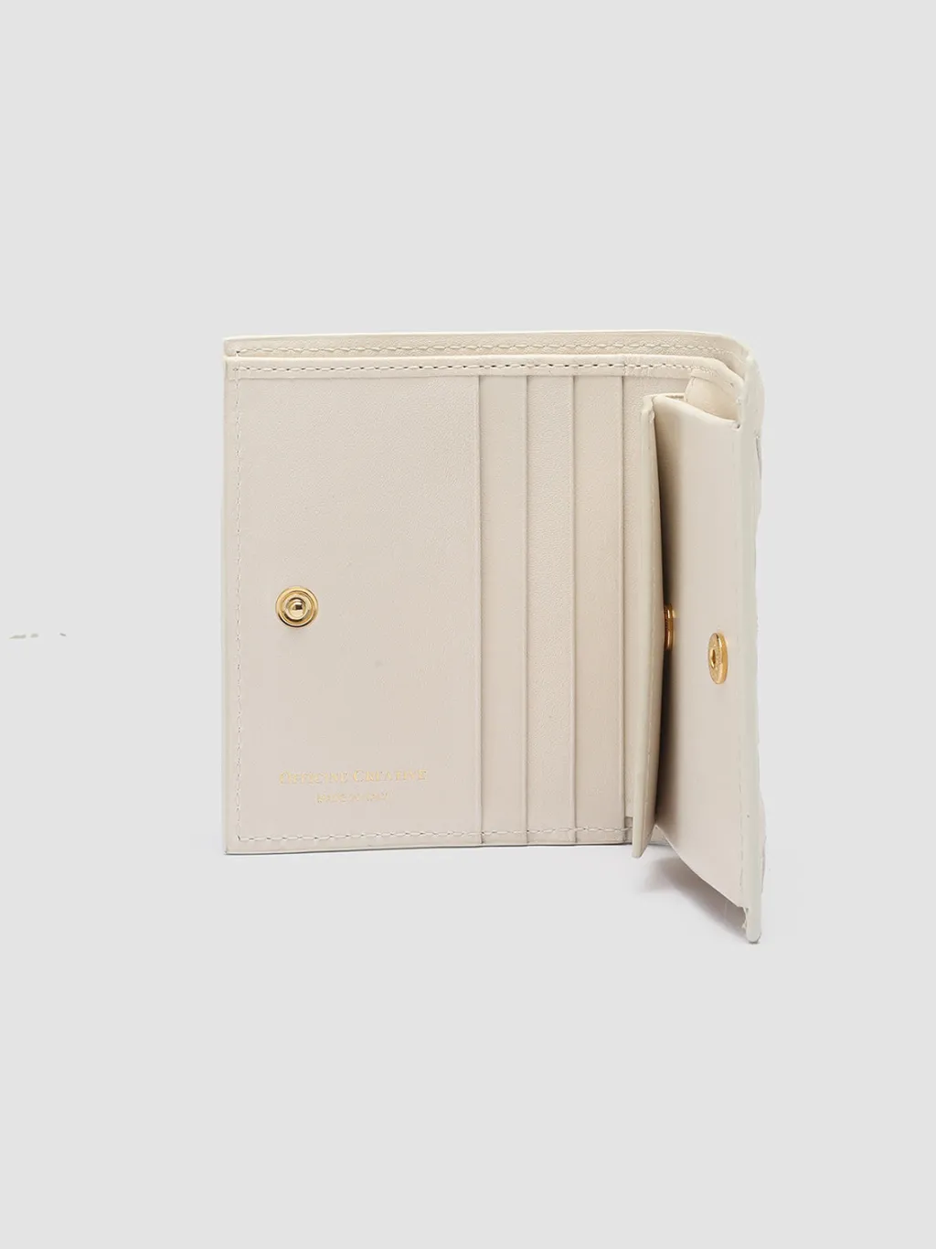 Women Officine Creative POCHE 111 - White Woven Leather Bifold Wallet