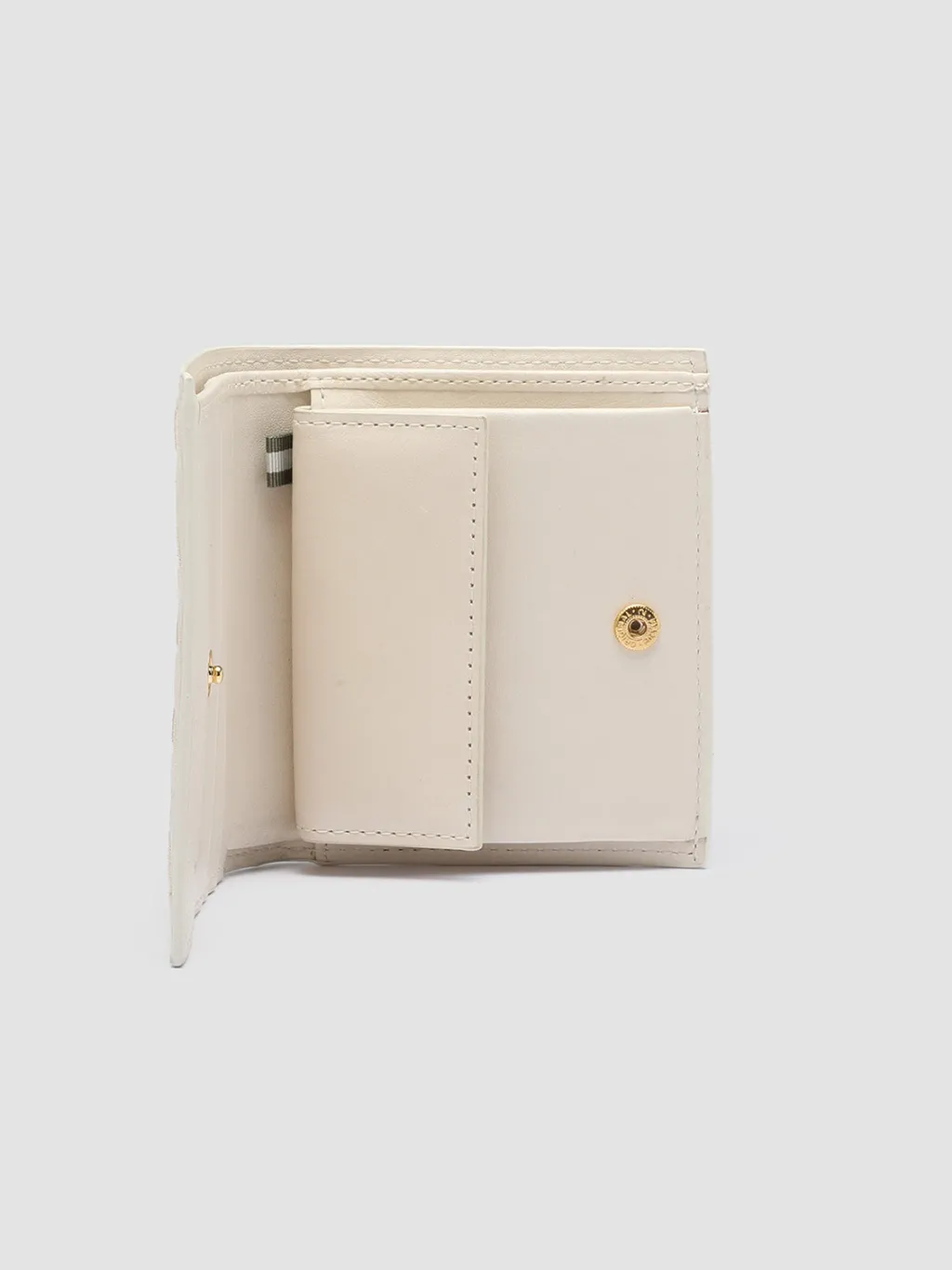 Women Officine Creative POCHE 111 - White Woven Leather Bifold Wallet