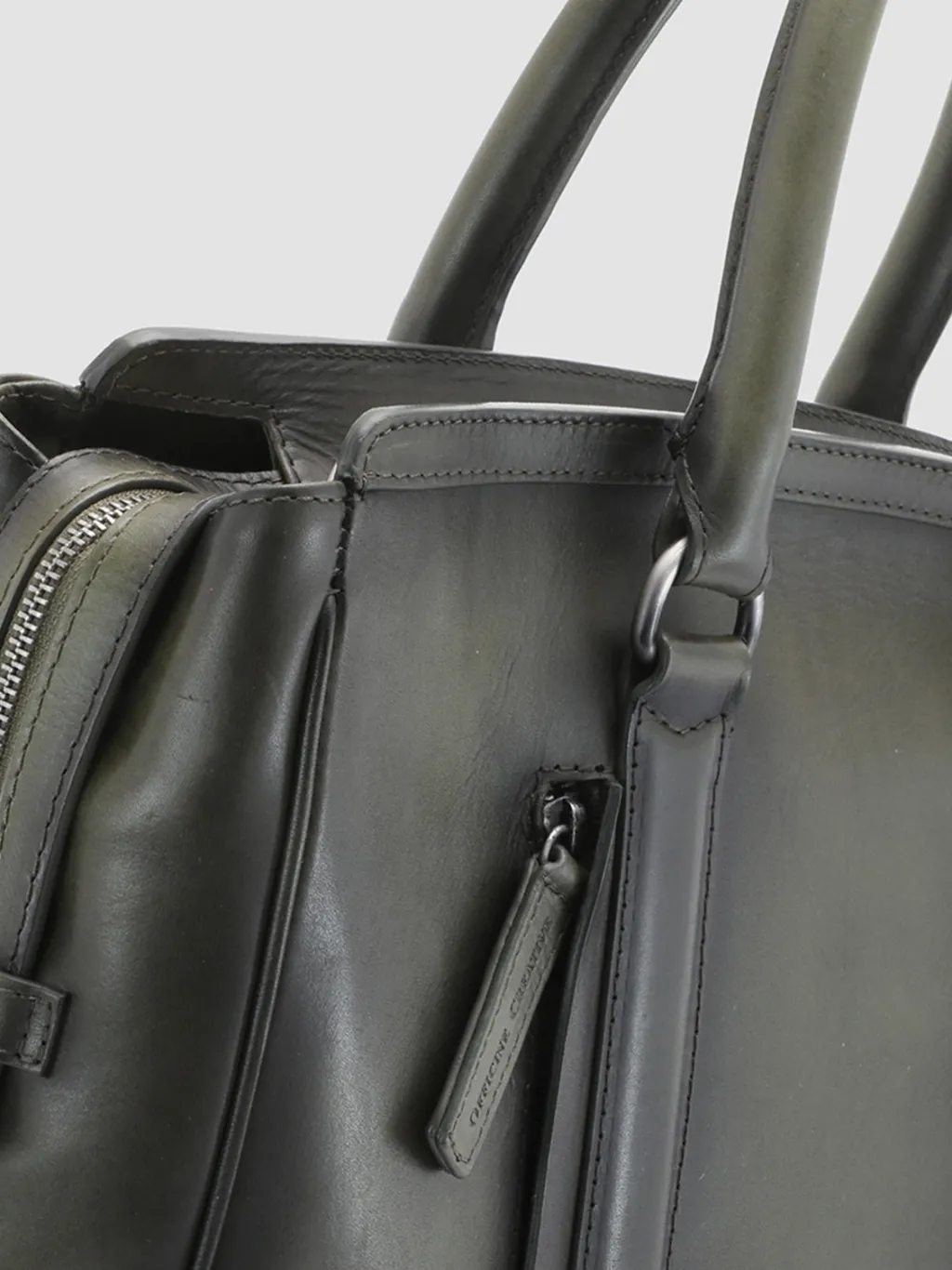 Officine Creative QUENTIN 02 - Green Leather Hand Bag