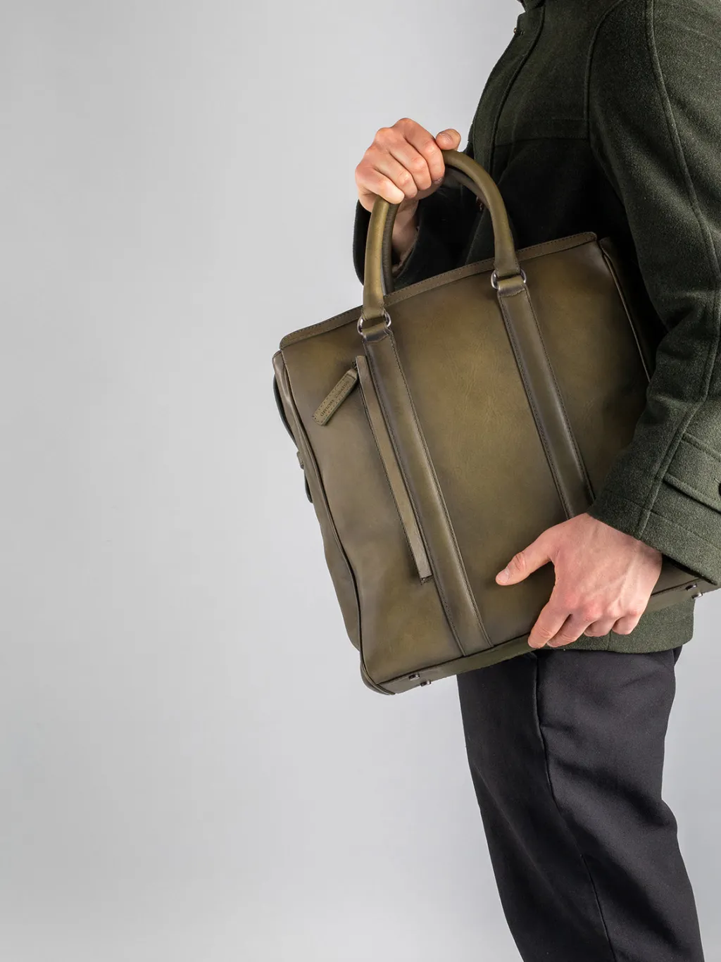 Officine Creative QUENTIN 02 - Green Leather Hand Bag