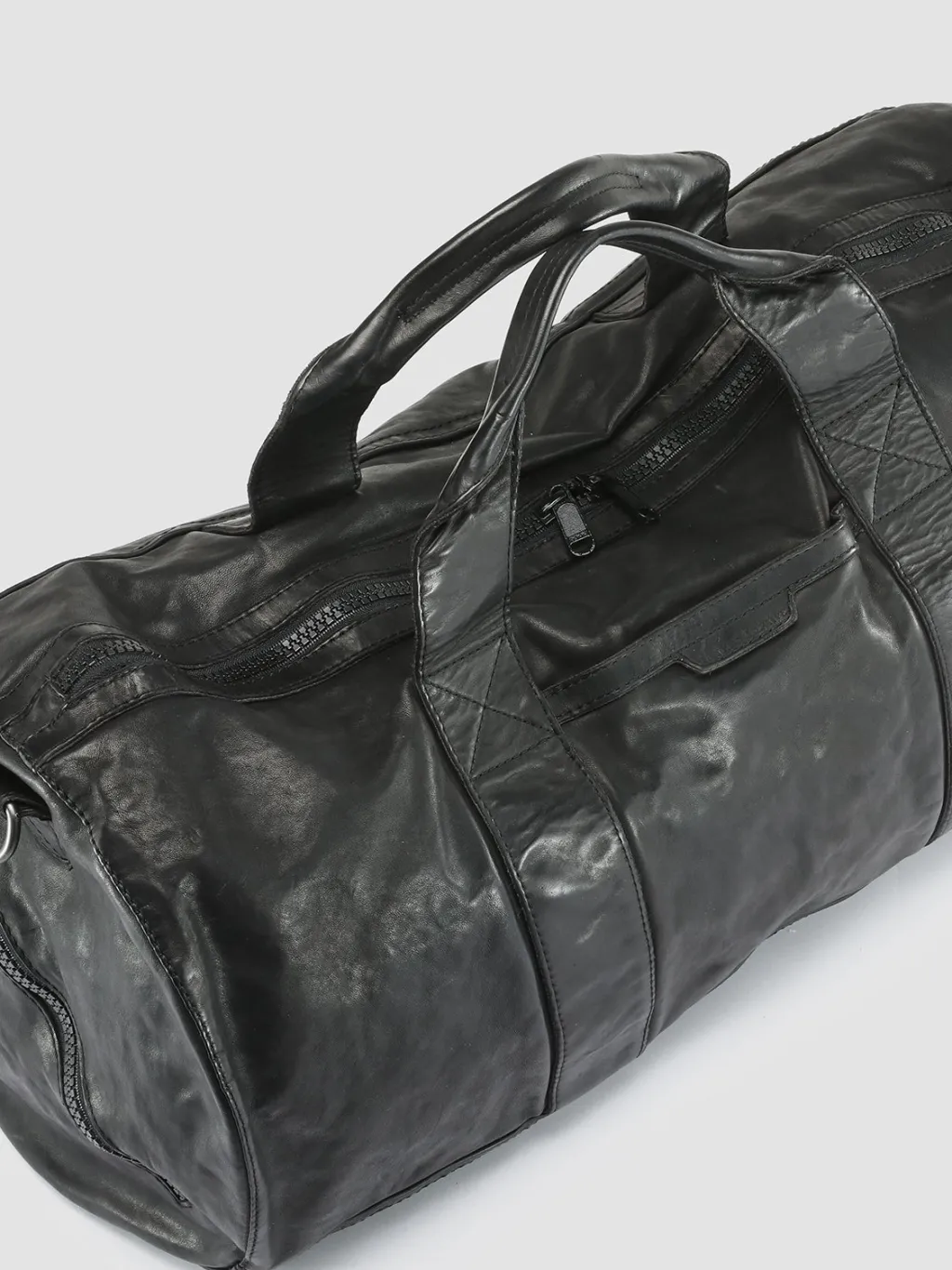 Officine Creative RECRUIT 007 - Black Leather Travel Bag