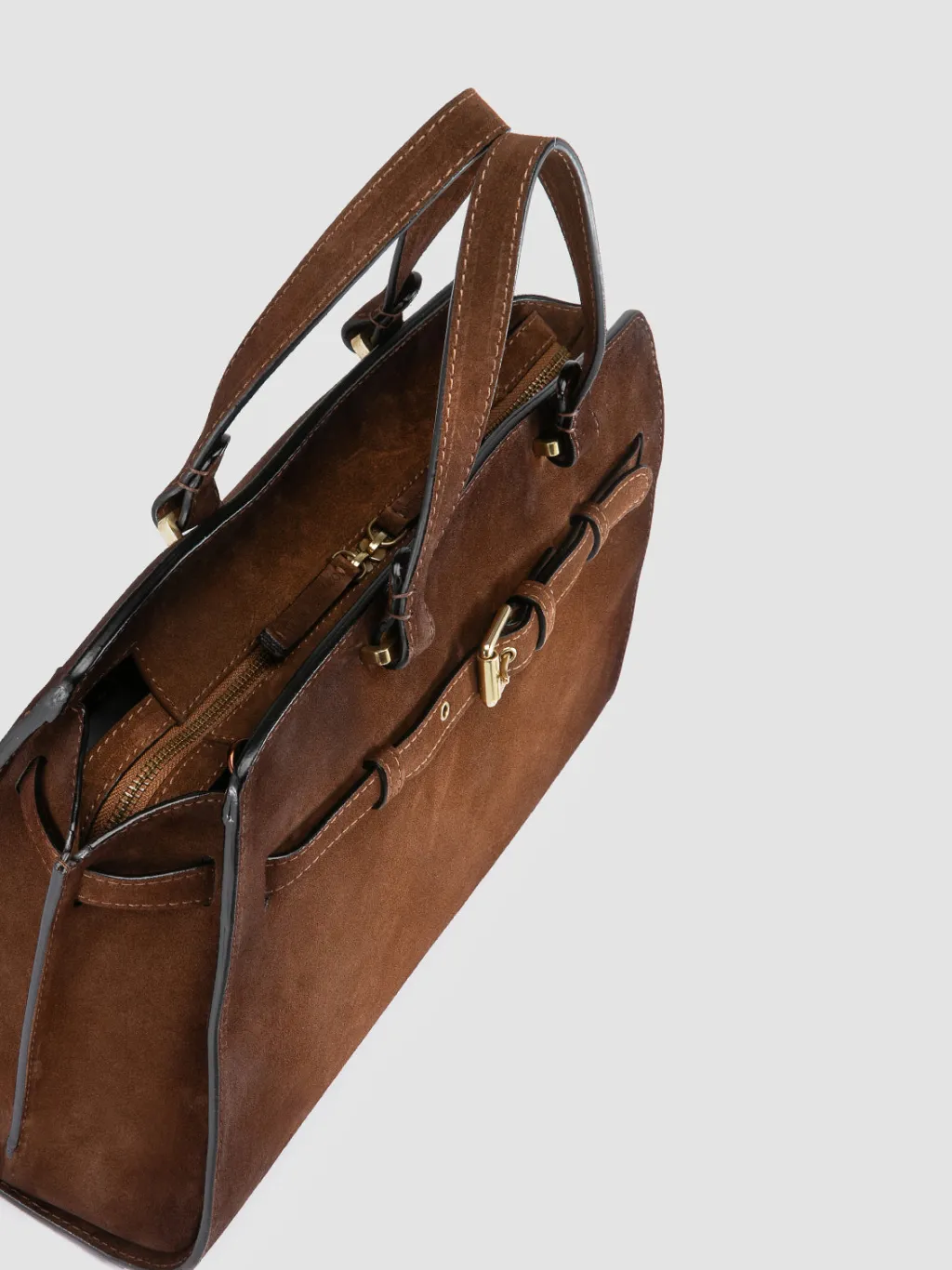 Women Officine Creative SADDLE 020 - Brown Suede Handle Bag