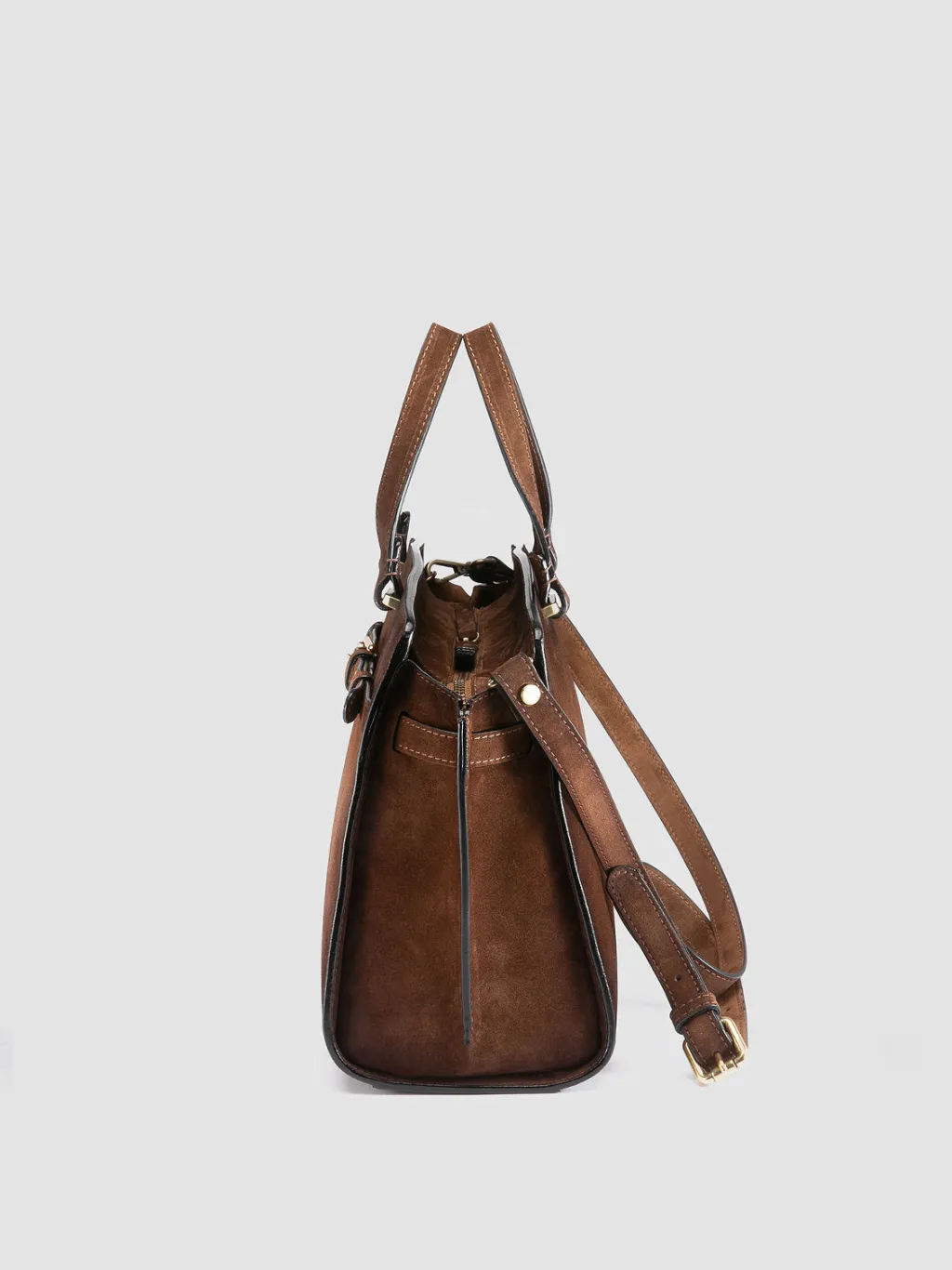 Women Officine Creative SADDLE 020 - Brown Suede Handle Bag