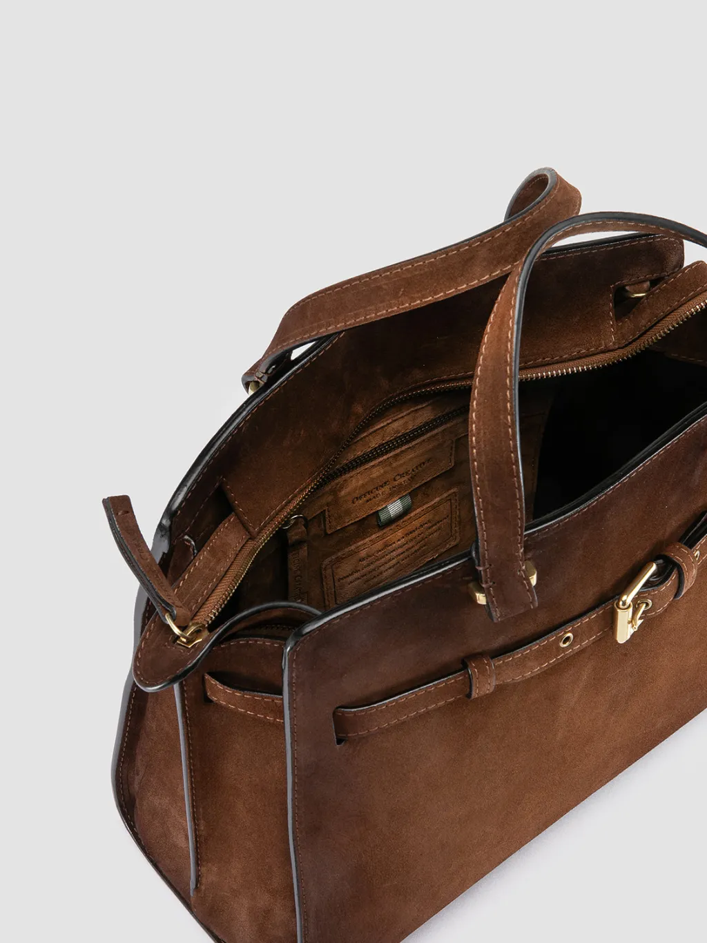 Women Officine Creative SADDLE 020 - Brown Suede Handle Bag
