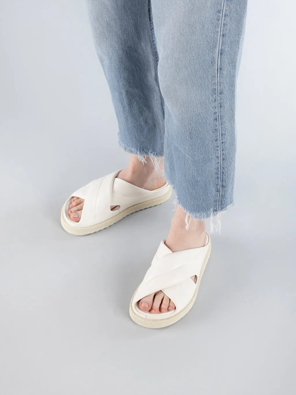 Women Officine Creative SANDS 103 - White Leather Slide Sandals