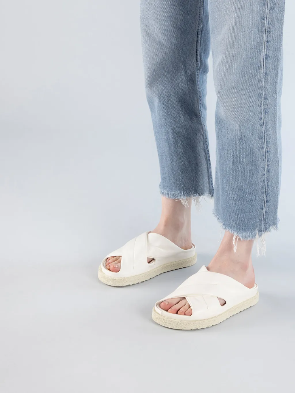 Women Officine Creative SANDS 103 - White Leather Slide Sandals