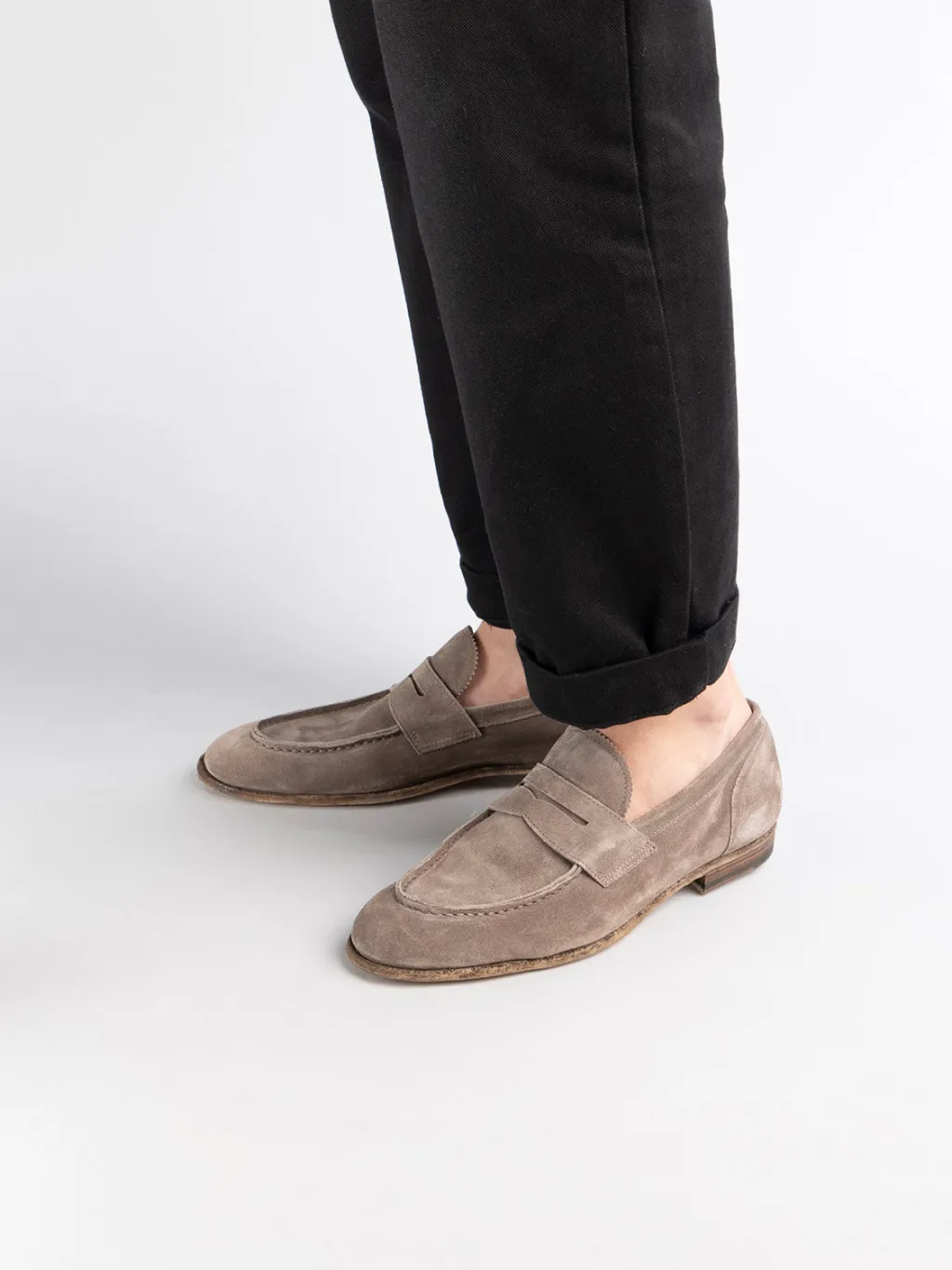 Officine Creative SOLITUDE 001 - Taupe Suede Penny Loafers