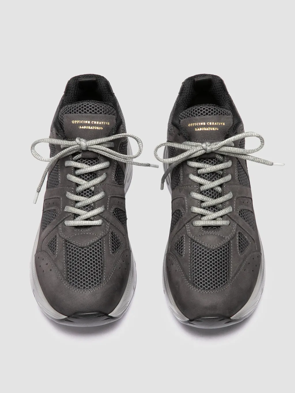 Officine Creative SUPURBIA 001 - Grey Leather And Suede Low Top Sneakers