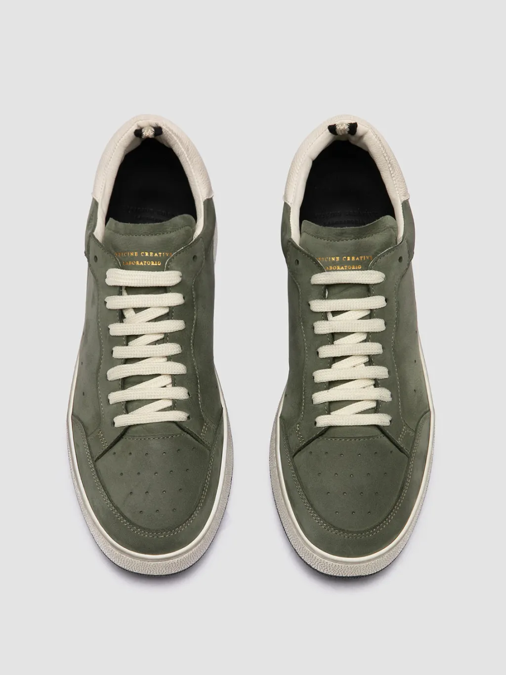 Officine Creative THE ANSWER 002 - Green Leather And Suede Low Top Sneakers