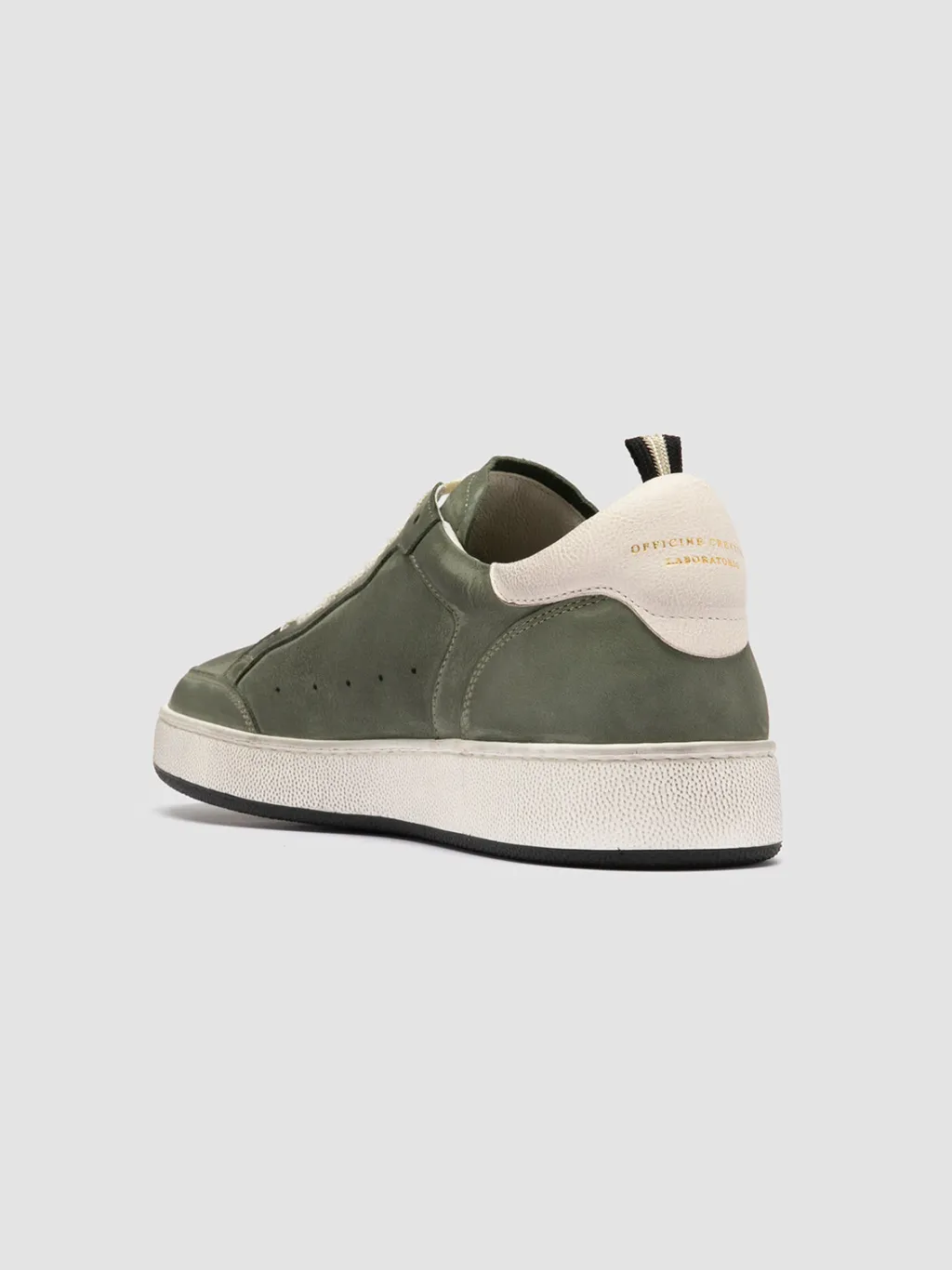 Officine Creative THE ANSWER 002 - Green Leather And Suede Low Top Sneakers