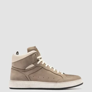 Officine Creative THE ANSWER 004 - Taupe Leather And Suede High Top Sneakers